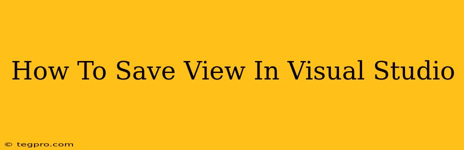 How To Save View In Visual Studio