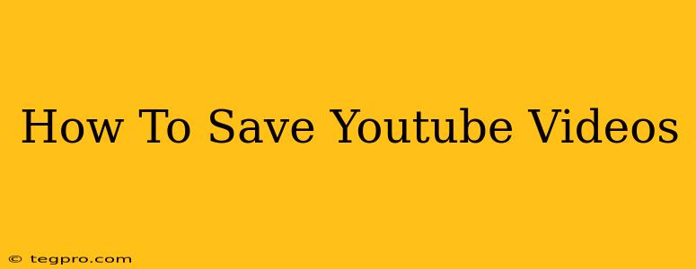 How To Save Youtube Videos