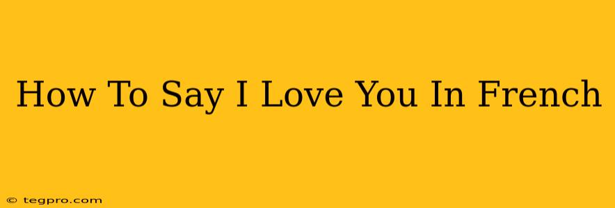 How To Say I Love You In French