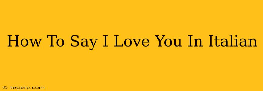 How To Say I Love You In Italian