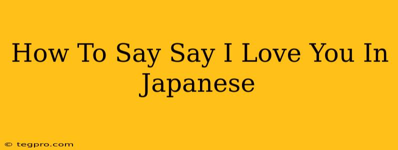 How To Say Say I Love You In Japanese