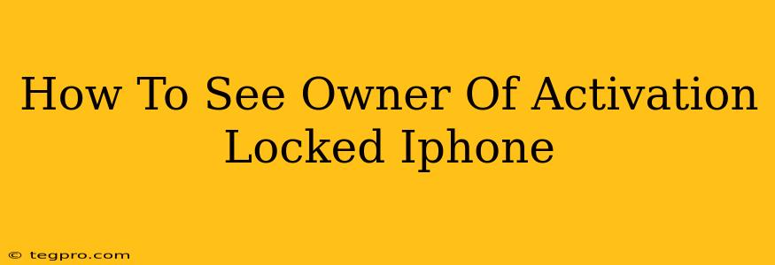 How To See Owner Of Activation Locked Iphone