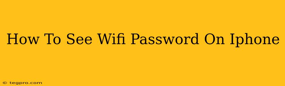 How To See Wifi Password On Iphone