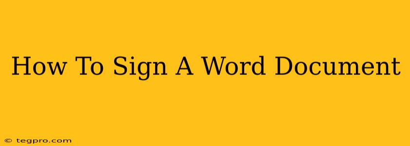 How To Sign A Word Document