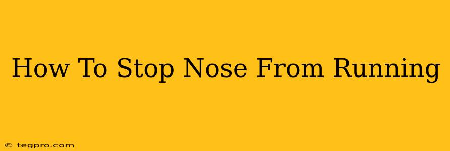 How To Stop Nose From Running