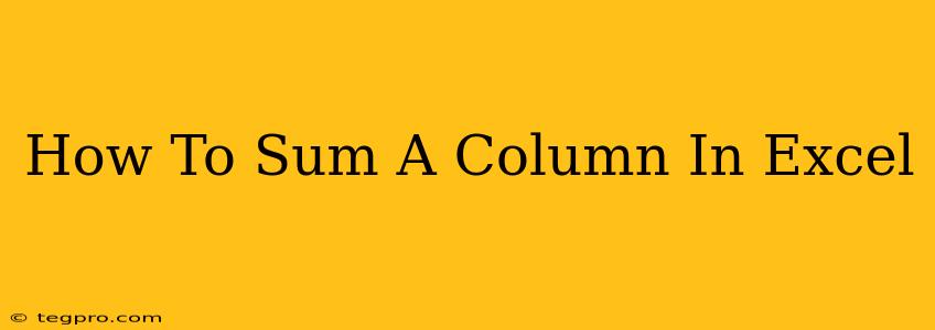 How To Sum A Column In Excel