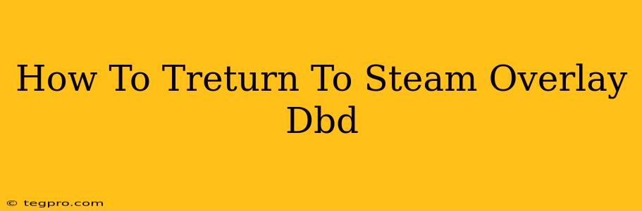 How To Treturn To Steam Overlay Dbd