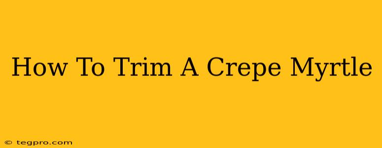 How To Trim A Crepe Myrtle