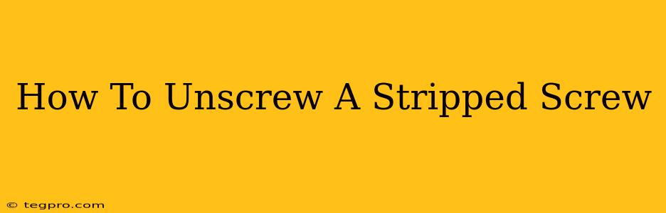 How To Unscrew A Stripped Screw