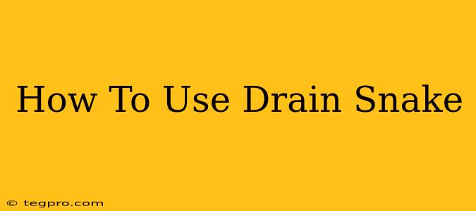 How To Use Drain Snake