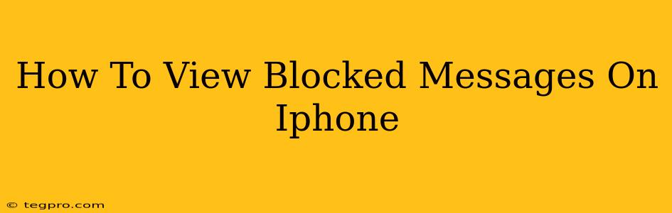 How To View Blocked Messages On Iphone