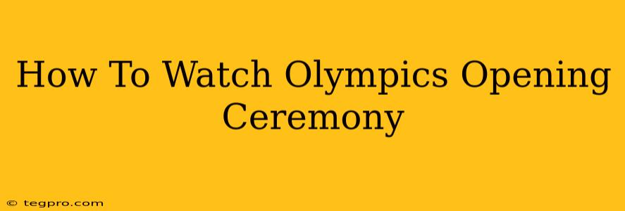 How To Watch Olympics Opening Ceremony