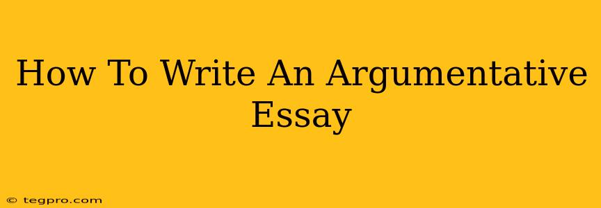 How To Write An Argumentative Essay