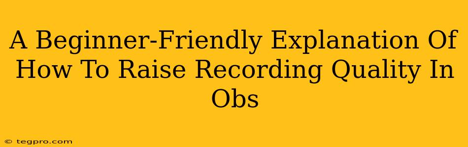 A Beginner-Friendly Explanation Of How To Raise Recording Quality In Obs