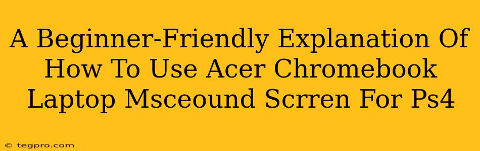 A Beginner-Friendly Explanation Of How To Use Acer Chromebook Laptop Msceound Scrren For Ps4