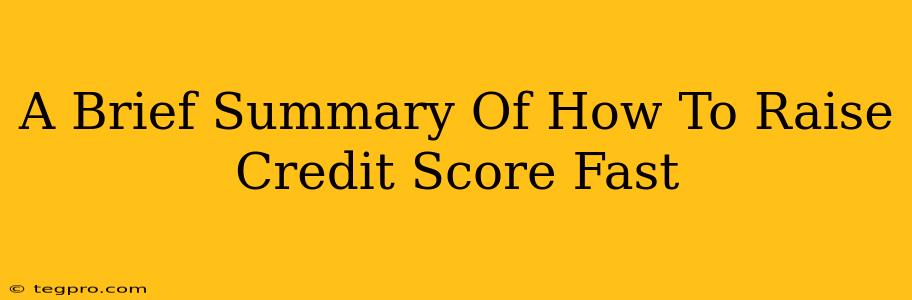 A Brief Summary Of How To Raise Credit Score Fast