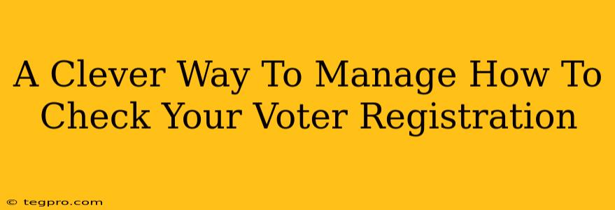 A Clever Way To Manage How To Check Your Voter Registration