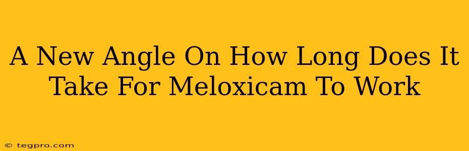 A New Angle On How Long Does It Take For Meloxicam To Work