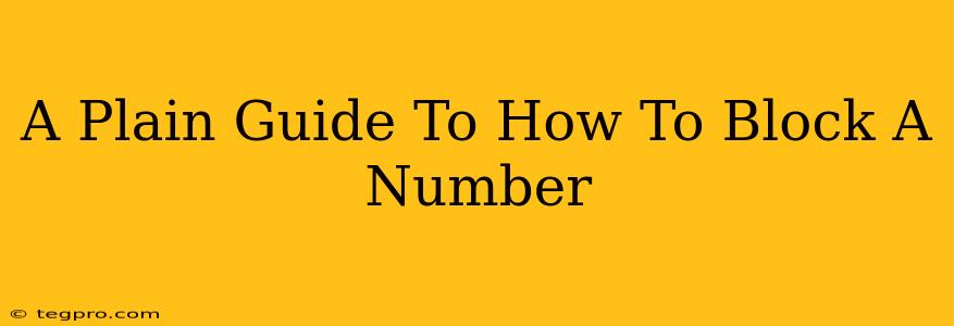 A Plain Guide To How To Block A Number