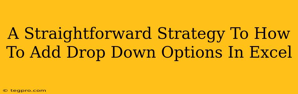 A Straightforward Strategy To How To Add Drop Down Options In Excel