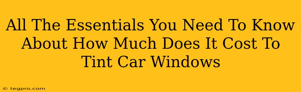 All The Essentials You Need To Know About How Much Does It Cost To Tint Car Windows