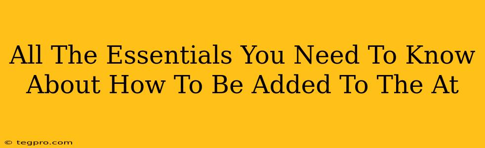 All The Essentials You Need To Know About How To Be Added To The At