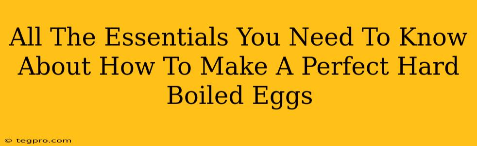 All The Essentials You Need To Know About How To Make A Perfect Hard Boiled Eggs