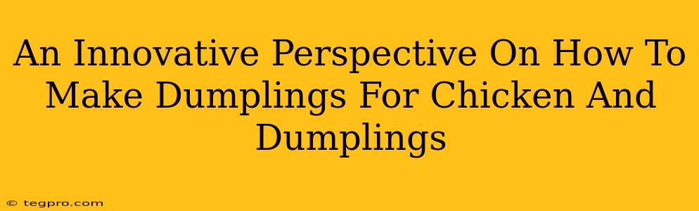 An Innovative Perspective On How To Make Dumplings For Chicken And Dumplings