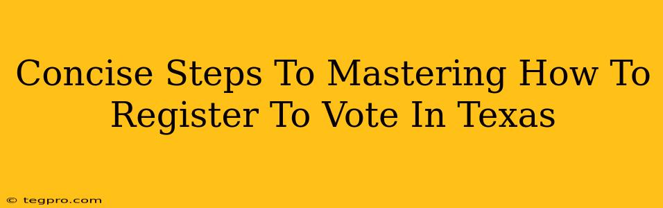 Concise Steps To Mastering How To Register To Vote In Texas