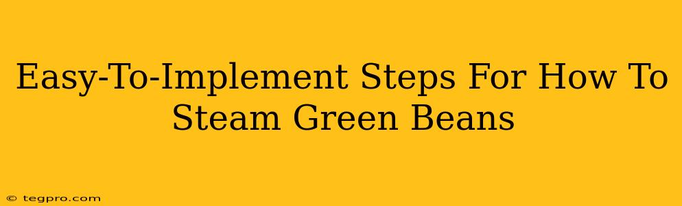 Easy-To-Implement Steps For How To Steam Green Beans