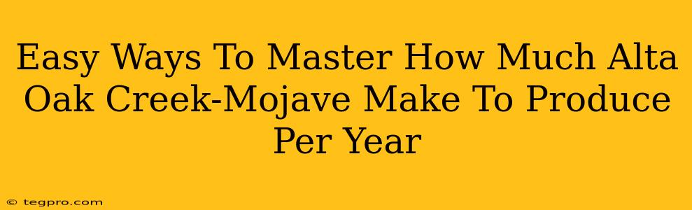 Easy Ways To Master How Much Alta Oak Creek-Mojave Make To Produce Per Year