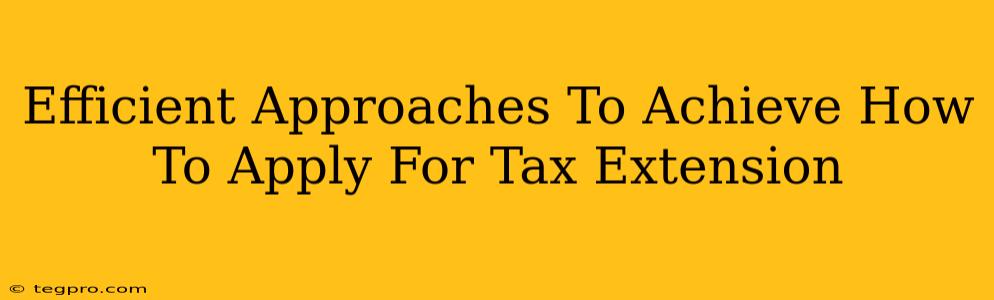 Efficient Approaches To Achieve How To Apply For Tax Extension