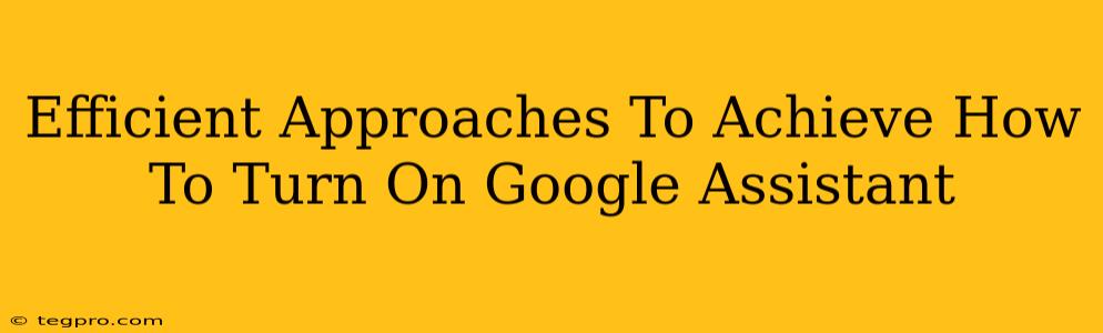 Efficient Approaches To Achieve How To Turn On Google Assistant