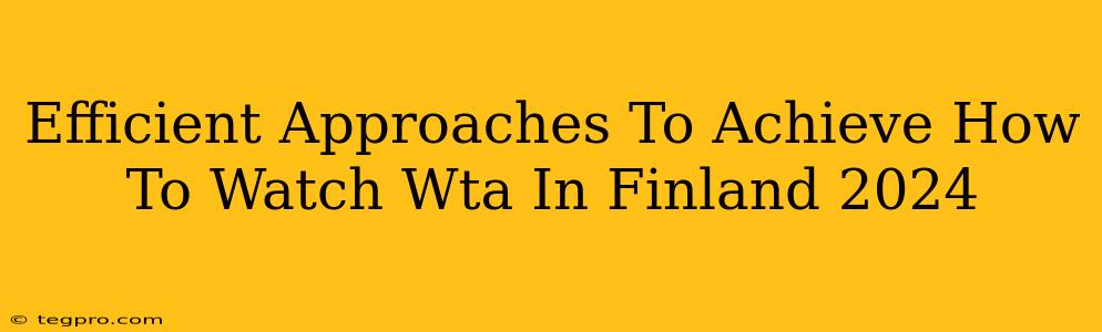 Efficient Approaches To Achieve How To Watch Wta In Finland 2024