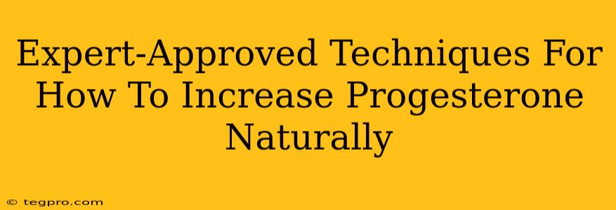 Expert-Approved Techniques For How To Increase Progesterone Naturally