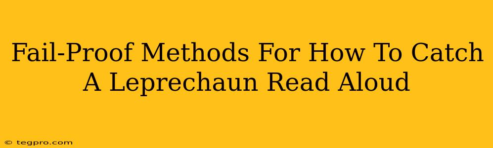 Fail-Proof Methods For How To Catch A Leprechaun Read Aloud