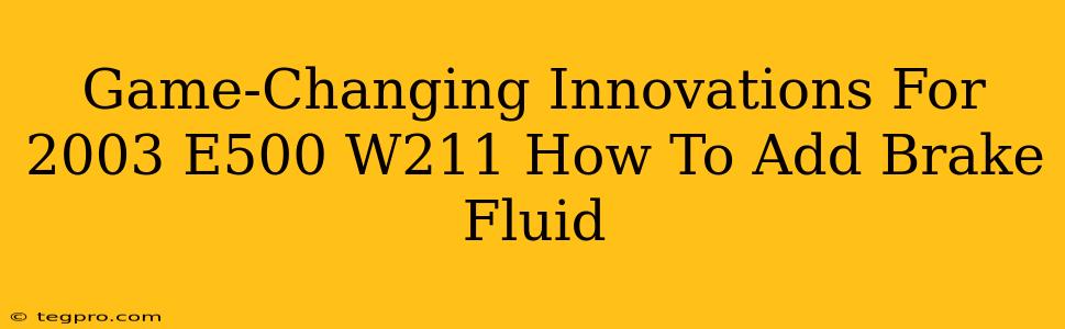 Game-Changing Innovations For 2003 E500 W211 How To Add Brake Fluid