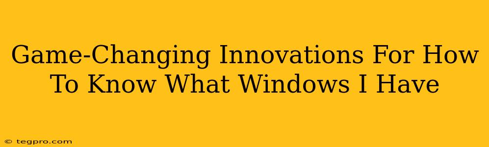 Game-Changing Innovations For How To Know What Windows I Have