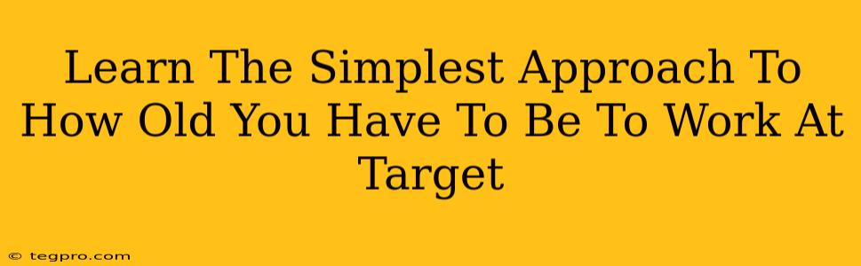 Learn The Simplest Approach To How Old You Have To Be To Work At Target