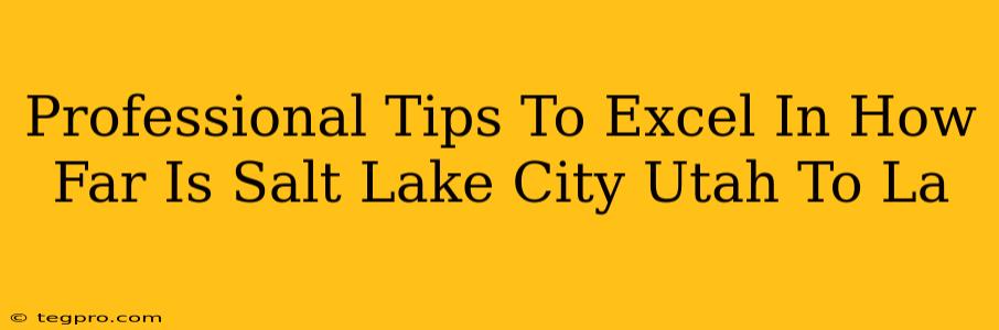 Professional Tips To Excel In How Far Is Salt Lake City Utah To La