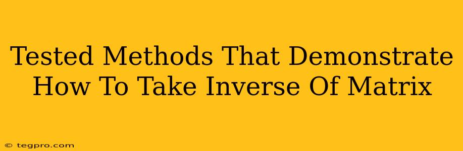 Tested Methods That Demonstrate How To Take Inverse Of Matrix