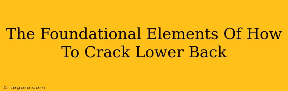 The Foundational Elements Of How To Crack Lower Back