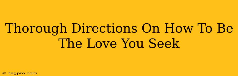 Thorough Directions On How To Be The Love You Seek