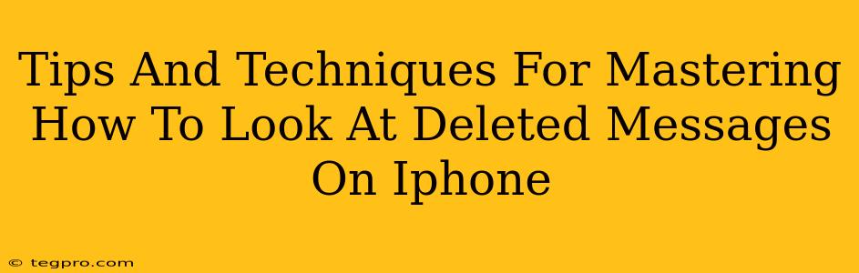 Tips And Techniques For Mastering How To Look At Deleted Messages On Iphone