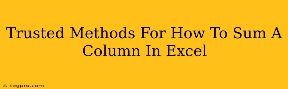 Trusted Methods For How To Sum A Column In Excel