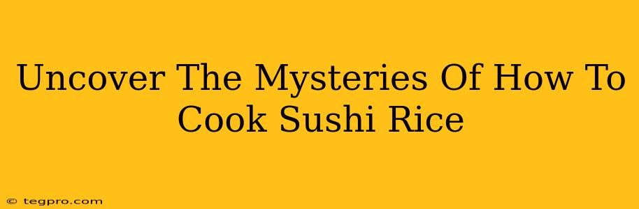 Uncover The Mysteries Of How To Cook Sushi Rice