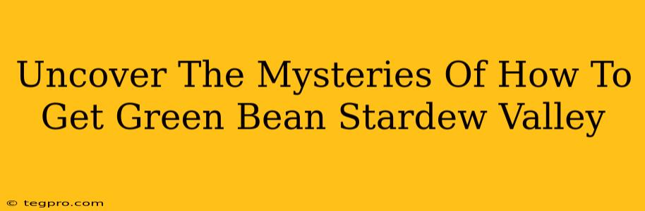 Uncover The Mysteries Of How To Get Green Bean Stardew Valley