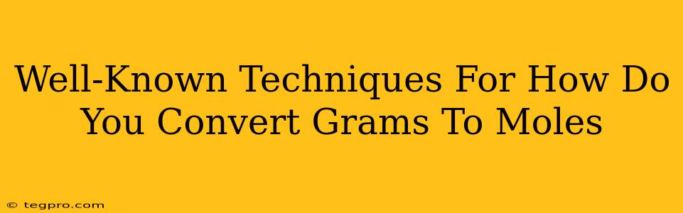 Well-Known Techniques For How Do You Convert Grams To Moles