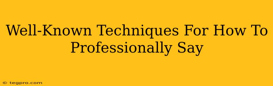 Well-Known Techniques For How To Professionally Say