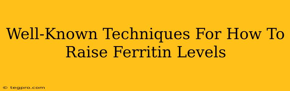 Well-Known Techniques For How To Raise Ferritin Levels